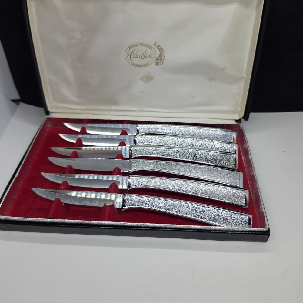 Vintage Carvel Hall Set of 6 Stainless Steel Steak Knives Dining